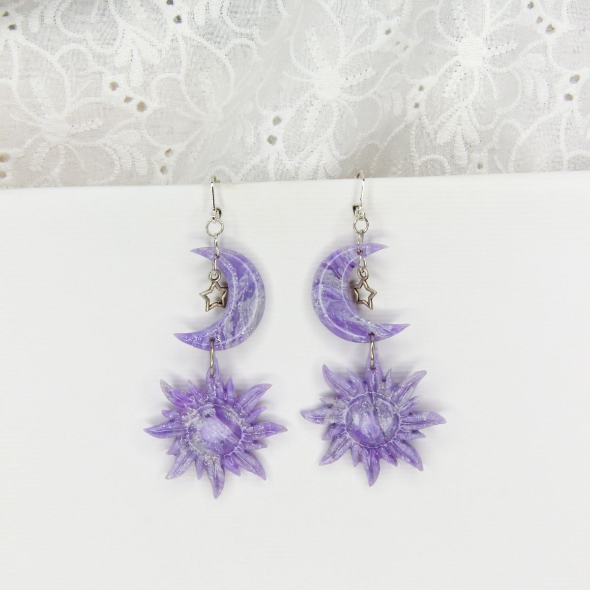 Amethyst Sun Moon Danglers